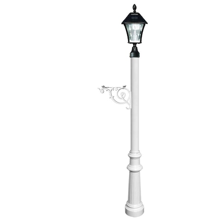 Qualarc Post System Only w/Bayview Solar Lamp, support bracket, fluted base LPST-800-SL-WHT